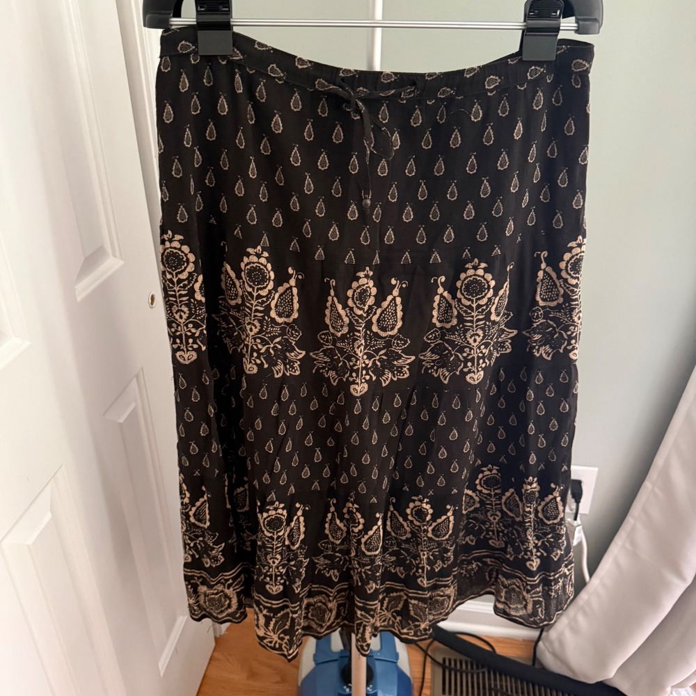 Lauren Ralph Lauren Petite L Cotton Paisley Midi Skirt Boho Western Prairie - Picture 1 of 5